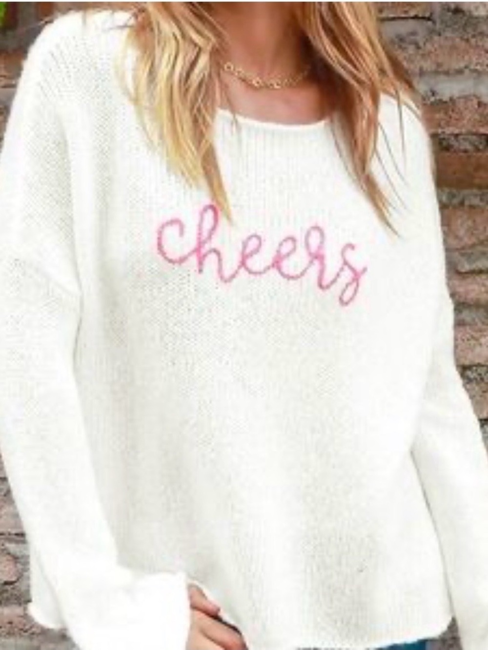 M/L Wooden Ships soft Ivory Cheers' Knit Sweater